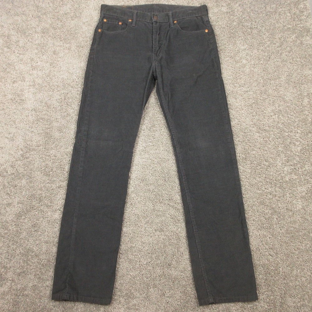 Levis Pants Mens 30x32 Charcoal 513 Slim Straight Corduroy 5 Pocket Chinos